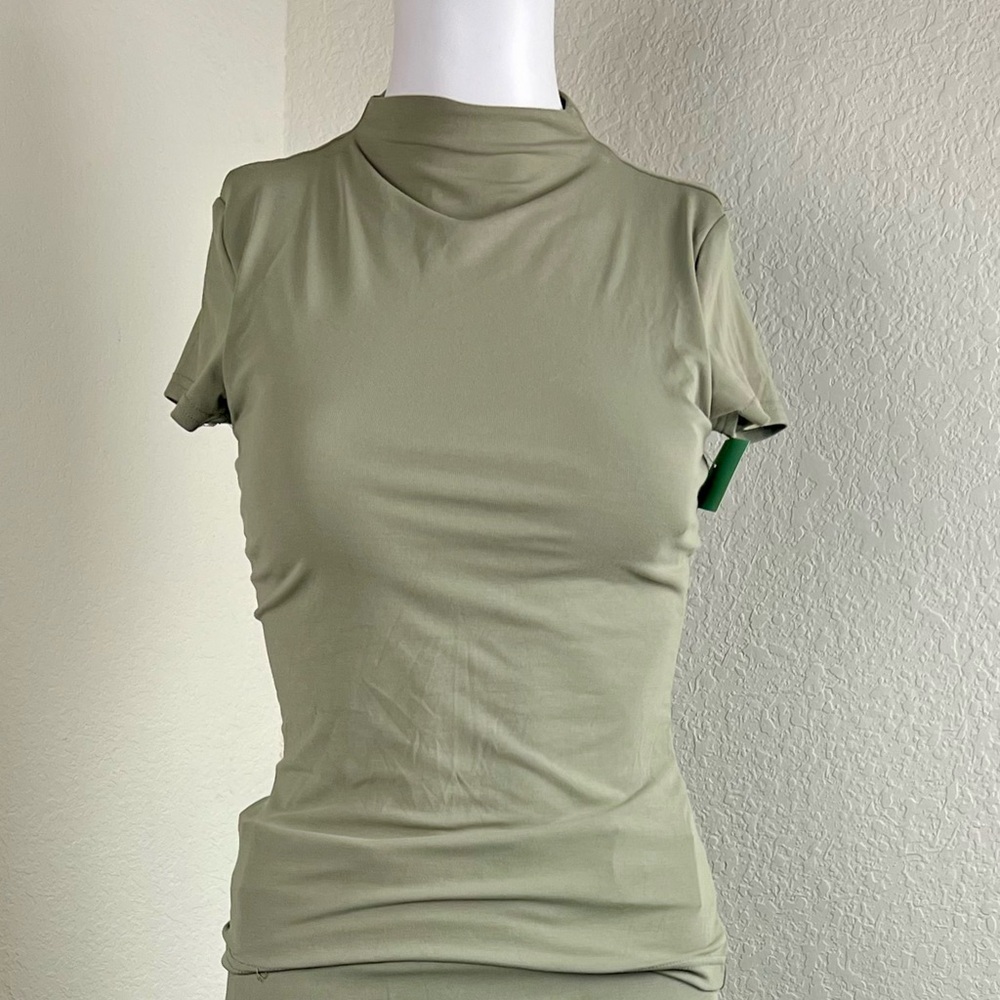 OGL Short Sleeve Mock Neck Tee in Sage Green